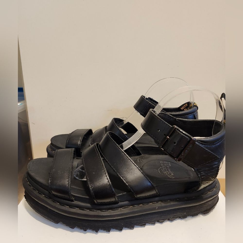 Doc Dr. Martens "Blaire" Black Leather Platform Strappy Sandals Sz.8/39 Ret.$140 - Picture 3 of 12